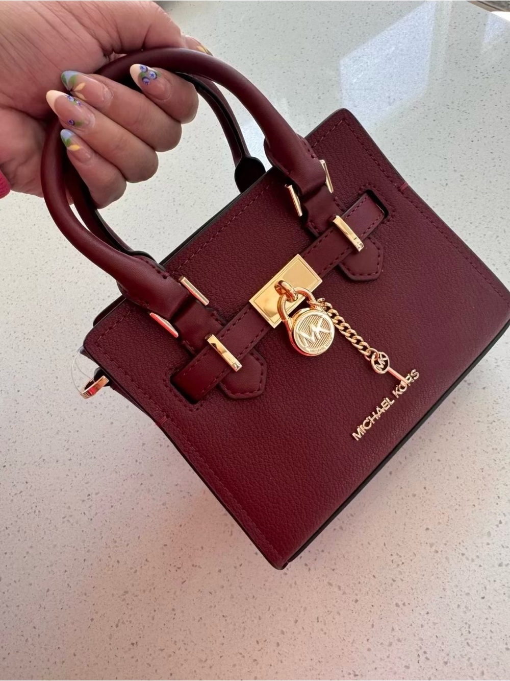 NWOT Michael Kors Burgundy Leather Satchel - Picture 2 of 5